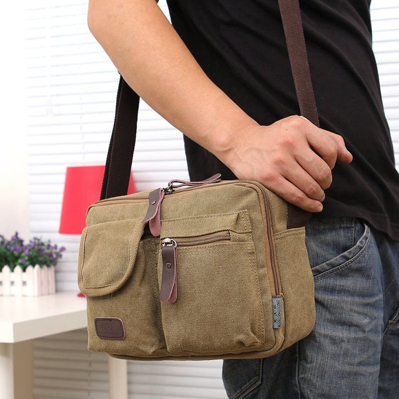 Collsants Small Vintage Canvas Crossbody Purse Travel Shoulder Bags Messenger Satchel Bag - Image 1